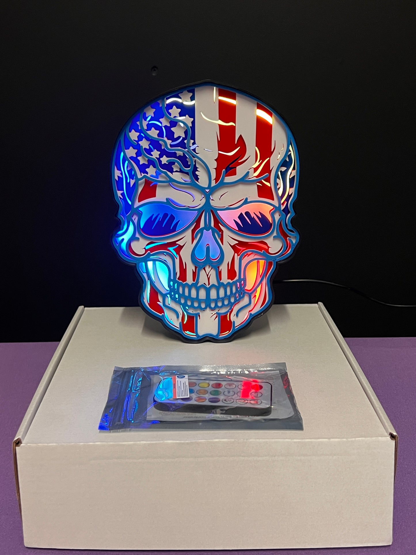 Patriot Skull Light Shadow Box